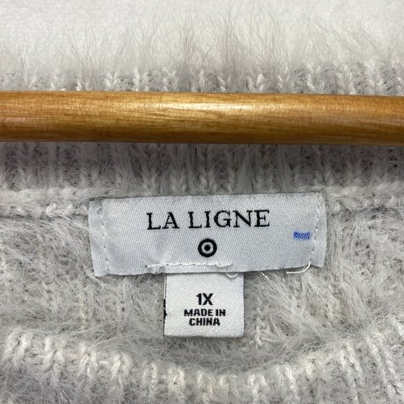 La Ligne x Target Fuzzy Yarn Striped Crewneck Sweater Women Size 1X Multicolor - Picture 3 of 11